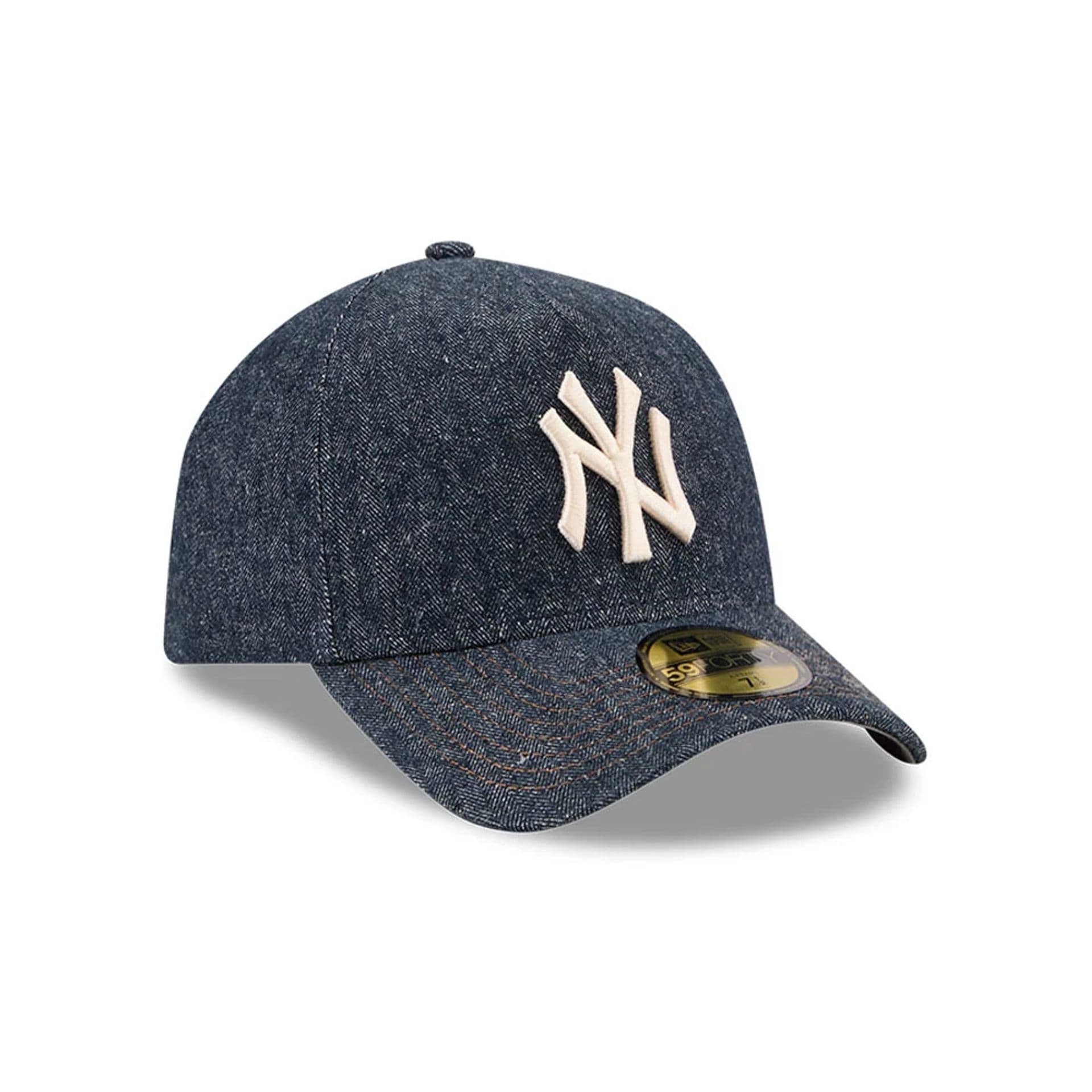 Yankees MLB Herringbone Denim Navy 59FORTY A-Frame Fitted Cap - Image 4