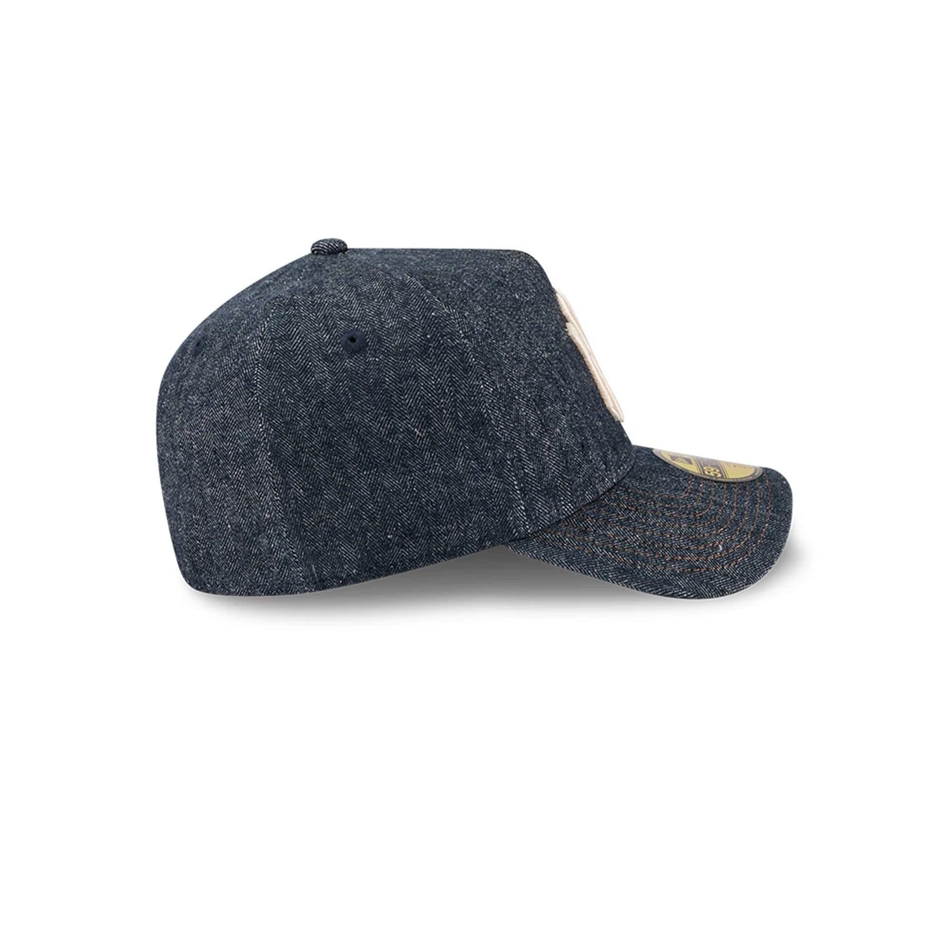 Yankees MLB Herringbone Denim Navy 59FORTY A-Frame Fitted Cap - Image 6