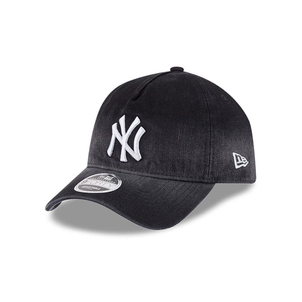 Yankees MLB Washed Denim Black 9FORTY A-Frame Unstructured Adjustable Cap