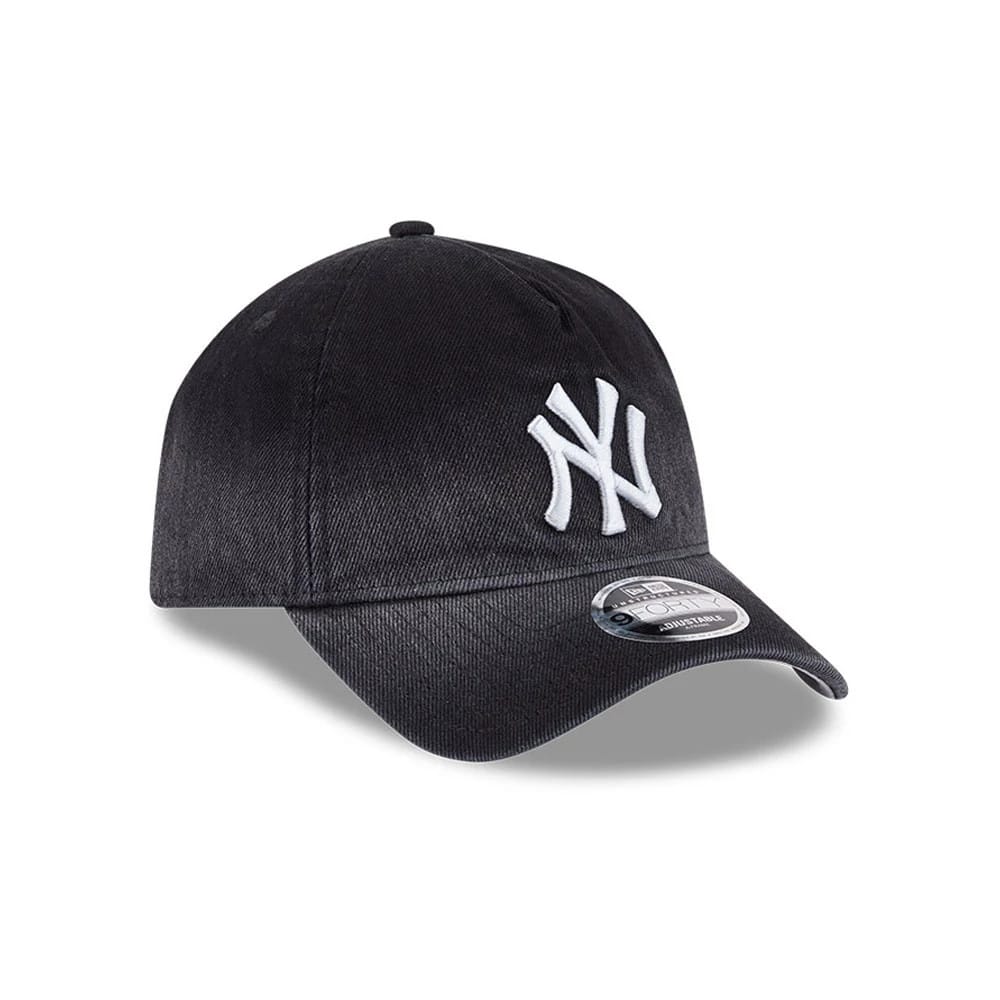 Yankees MLB Washed Denim Black 9FORTY A-Frame Unstructured Adjustable Cap - Image 4